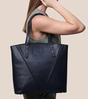Honor Vegan Bio-Based Bamboo Leather Tote Bag in black