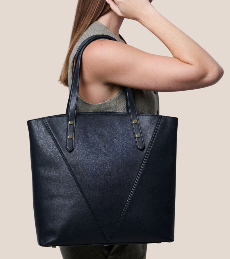 Honor Vegan Bio-Based Bamboo Leather Tote Bag in black
