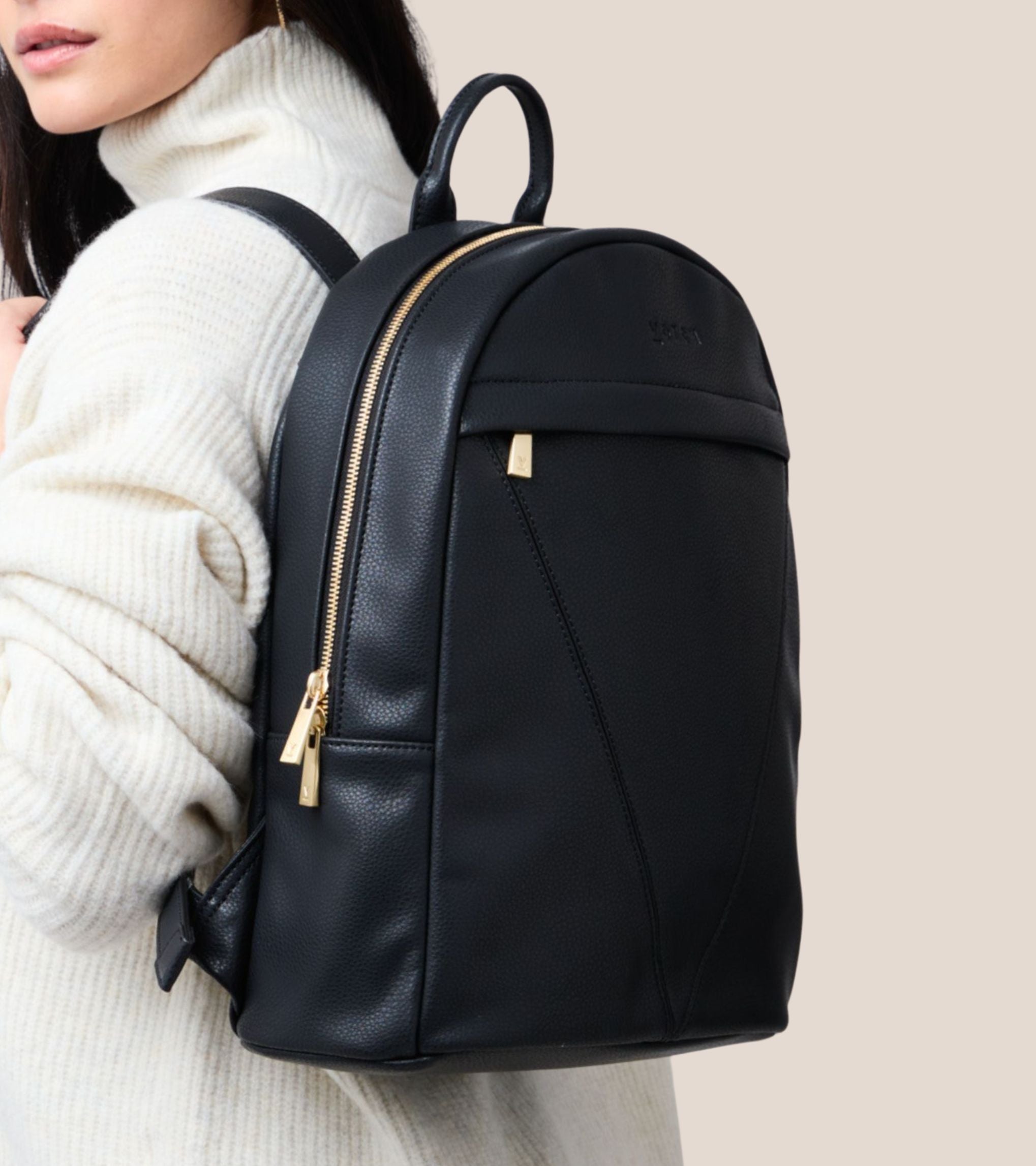 Biothane Backpack Laurie Vegan Bio-Based Bamboo Leather Backpack in Black