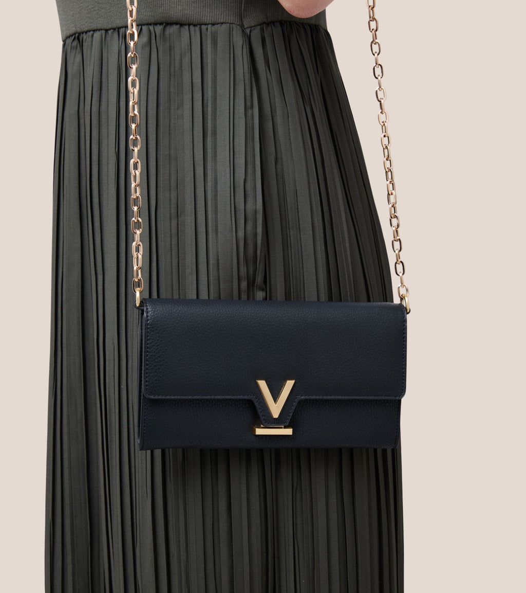 Luella Vegan Bio-Based Bamboo Leather Chain Purse in Black