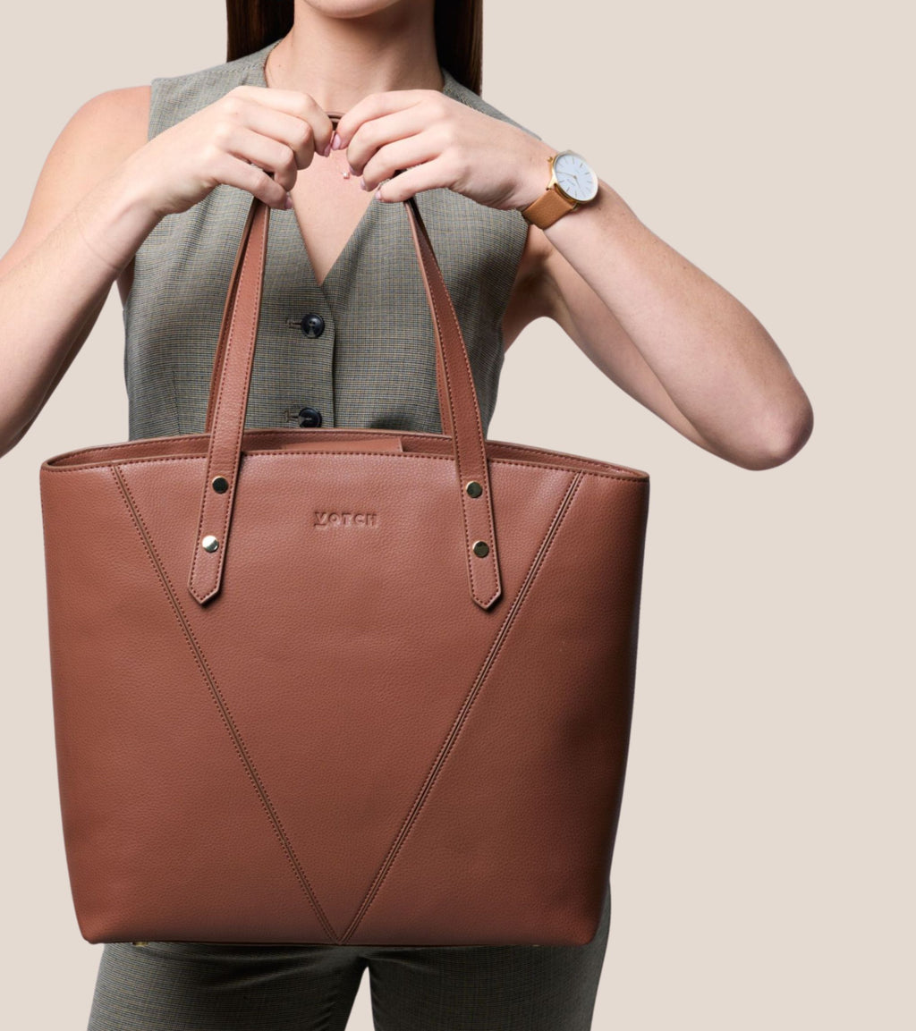 Honor Vegan Bio-Based Bamboo Leather Tote Bag in brown