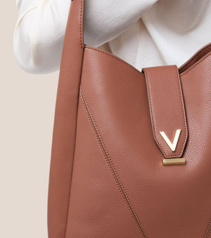 Nancy Vegan Bio-Based Bamboo Leather Elevated Tote Bag in brown