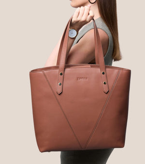 Honor Vegan Bio-Based Bamboo Leather Tote Bag in brown