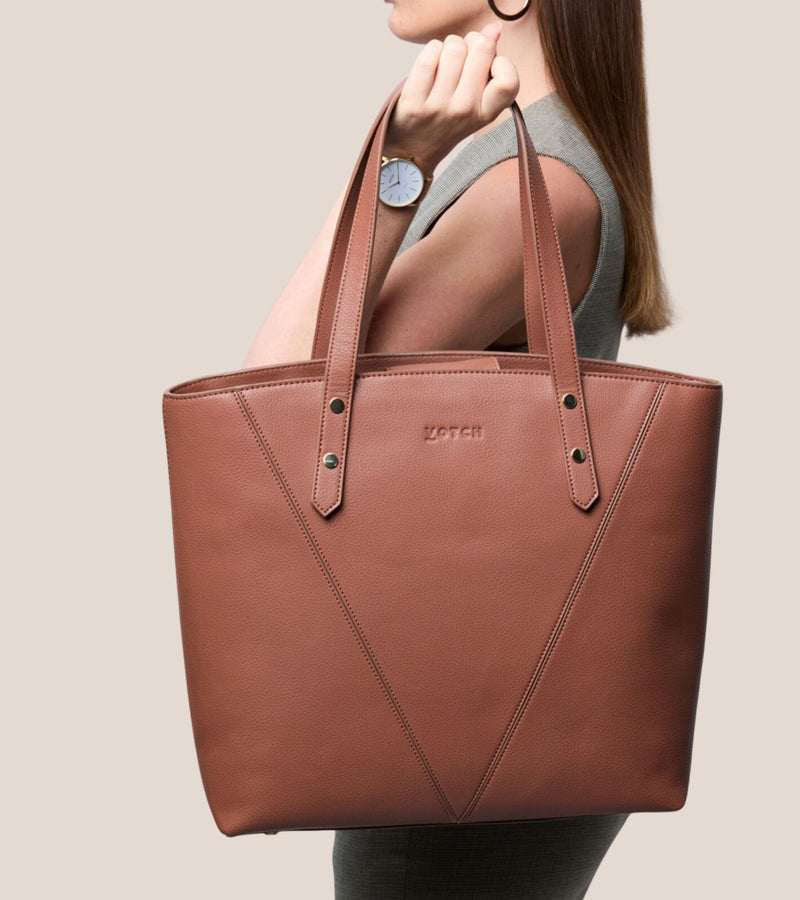 Honor Vegan Bio-Based Bamboo Leather Tote Bag in brown