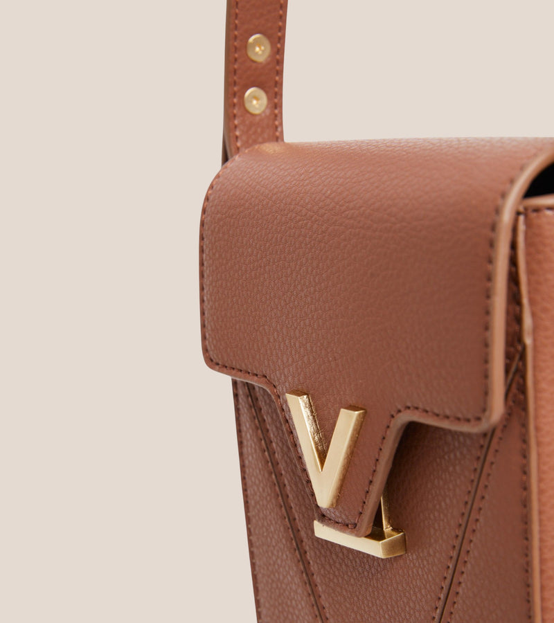 Luna Compact Vegan Bio-Based Bamboo Phone Bag in Brown