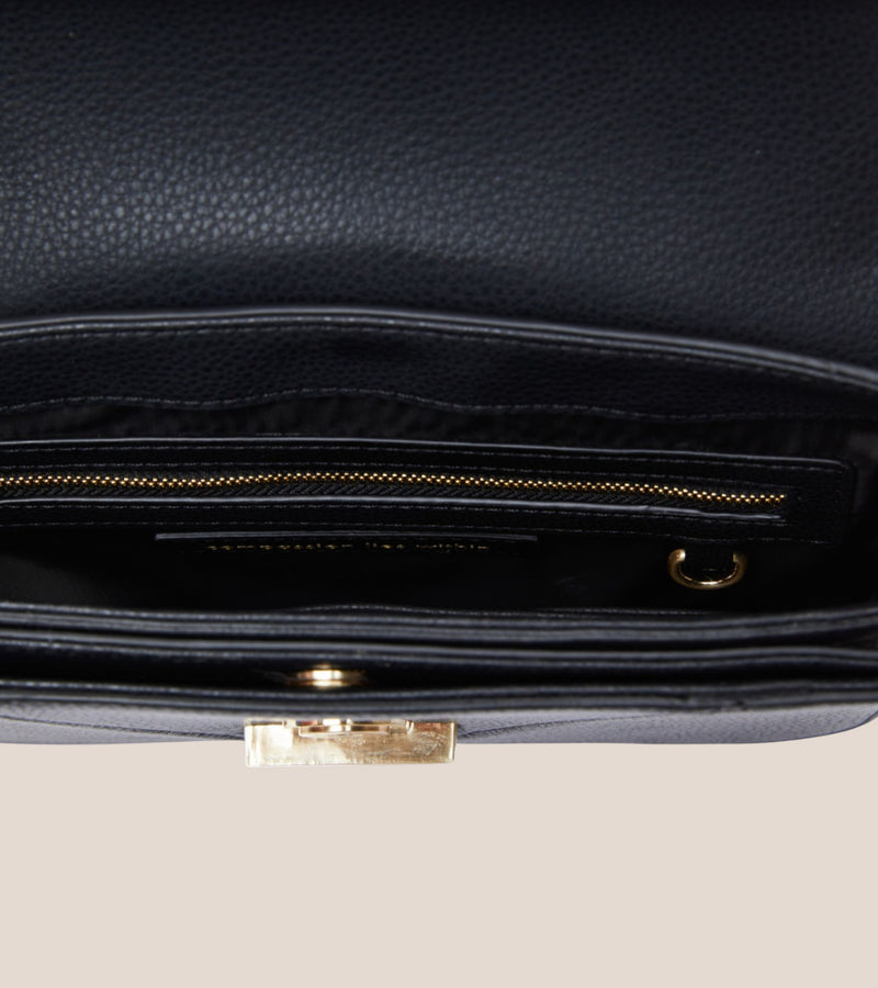 Margot Vegan Bio-Based Bamboo Leather Crossbody in Black
