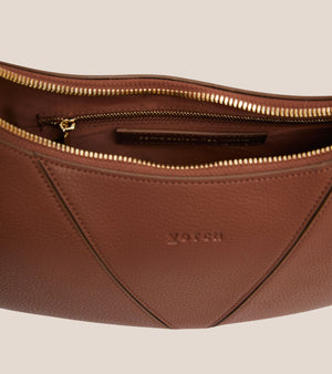 River Vegan Bio-Based Bamboo Leather Hobo Bag in Brown
