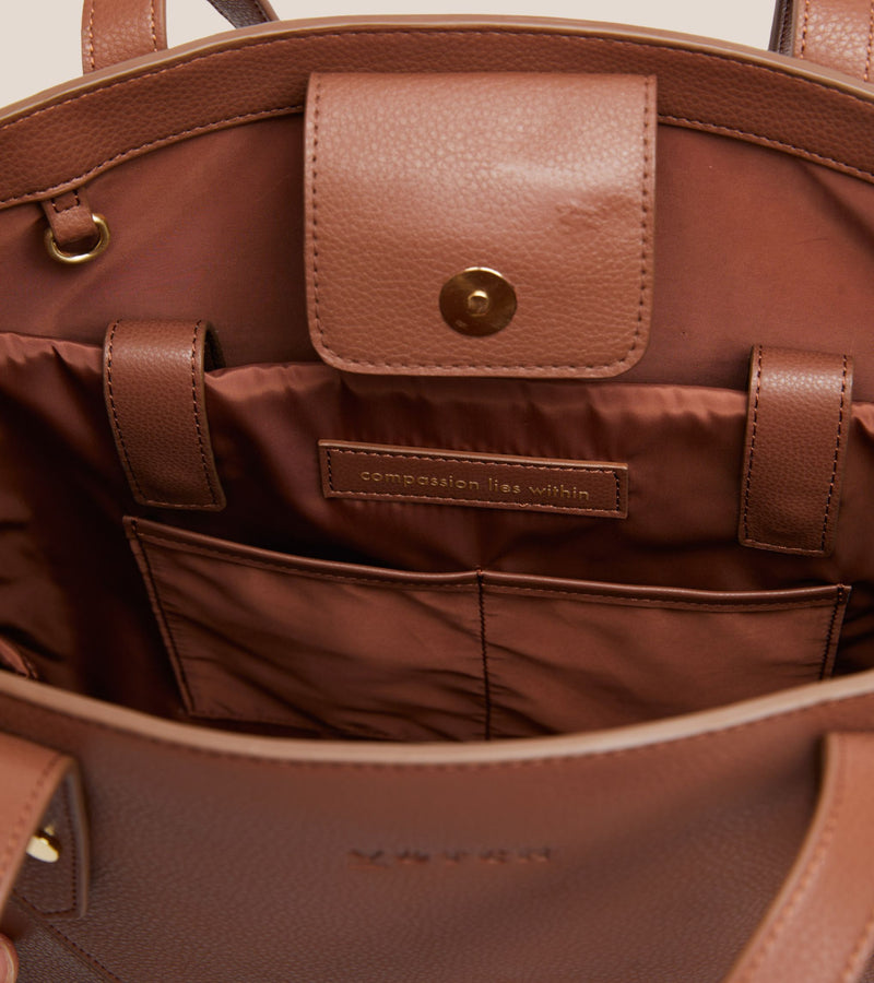 Honor Vegan Bio-Based Bamboo Leather Tote Bag in brown