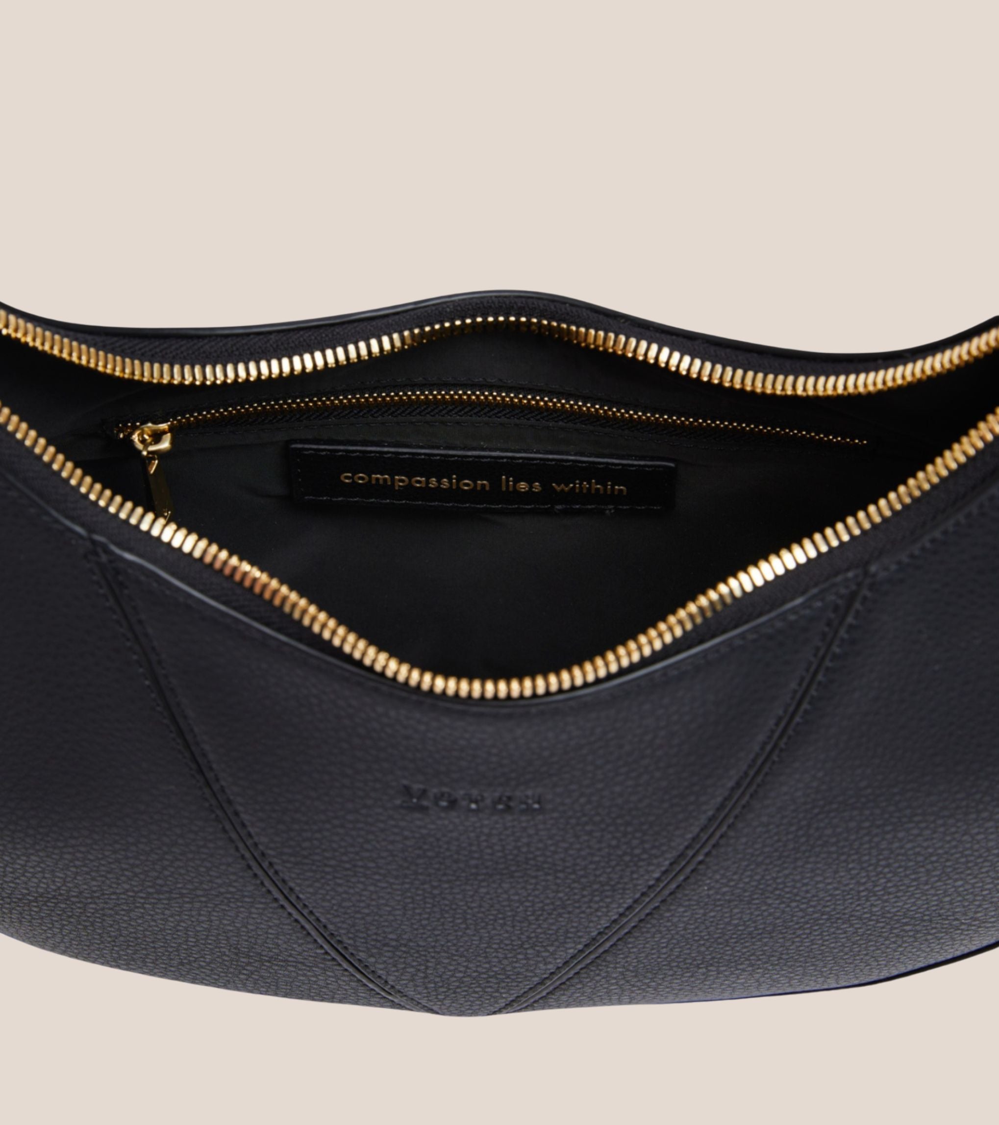 River Vegan Bio-Based Bamboo Leather Hobo Bag in Black