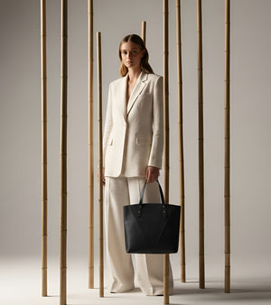 Honor Vegan Bio-Based Bamboo Leather Tote Bag in black