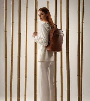 Laurie Vegan Bio-Based Bamboo Leather Backpack in Brown