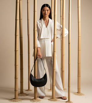 River Vegan Bio-Based Bamboo Leather Hobo Bag in Black