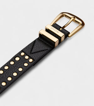 Ayla Vegan Bio-Based Bamboo Western Studded belt in black