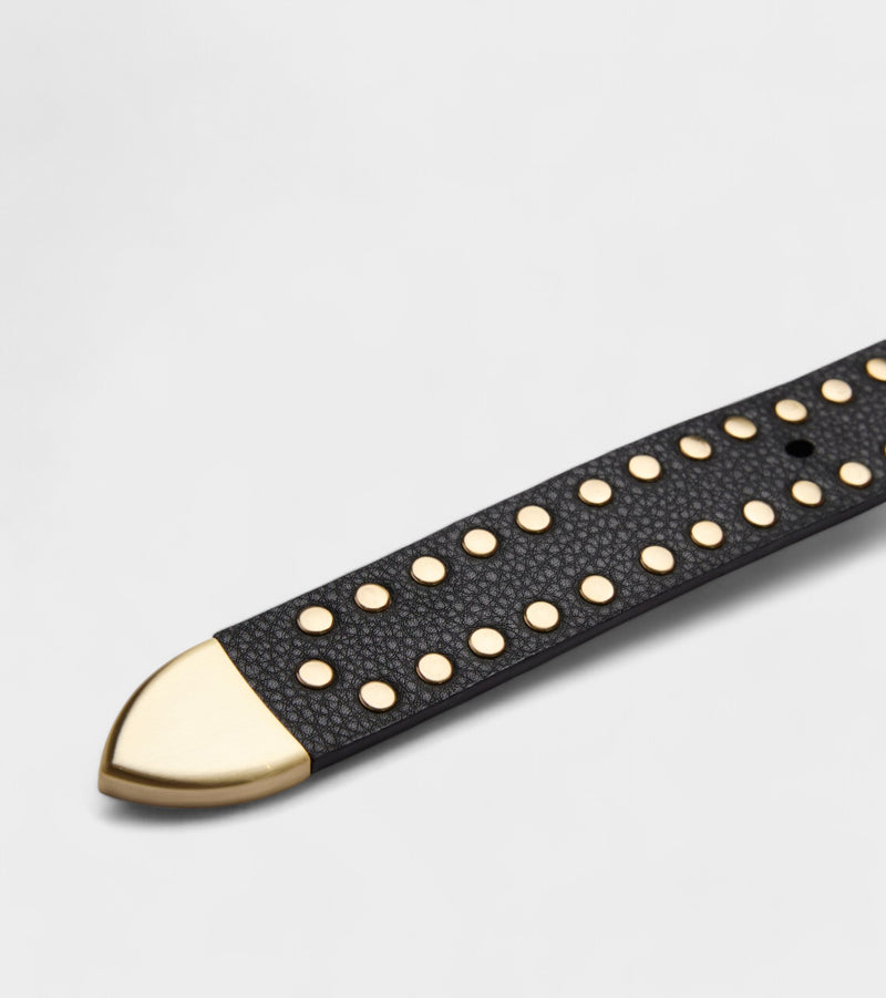 Ayla Vegan Bio-Based Bamboo Western Studded belt in black