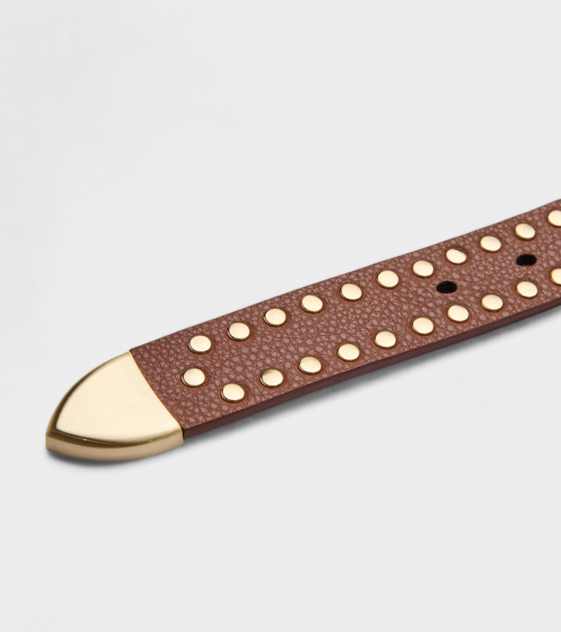 Ayla Vegan Bio-Based Bamboo Western Studded belt in brown