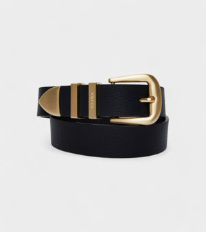 Daisy Vegan Bio-Based Bamboo Western belt in black