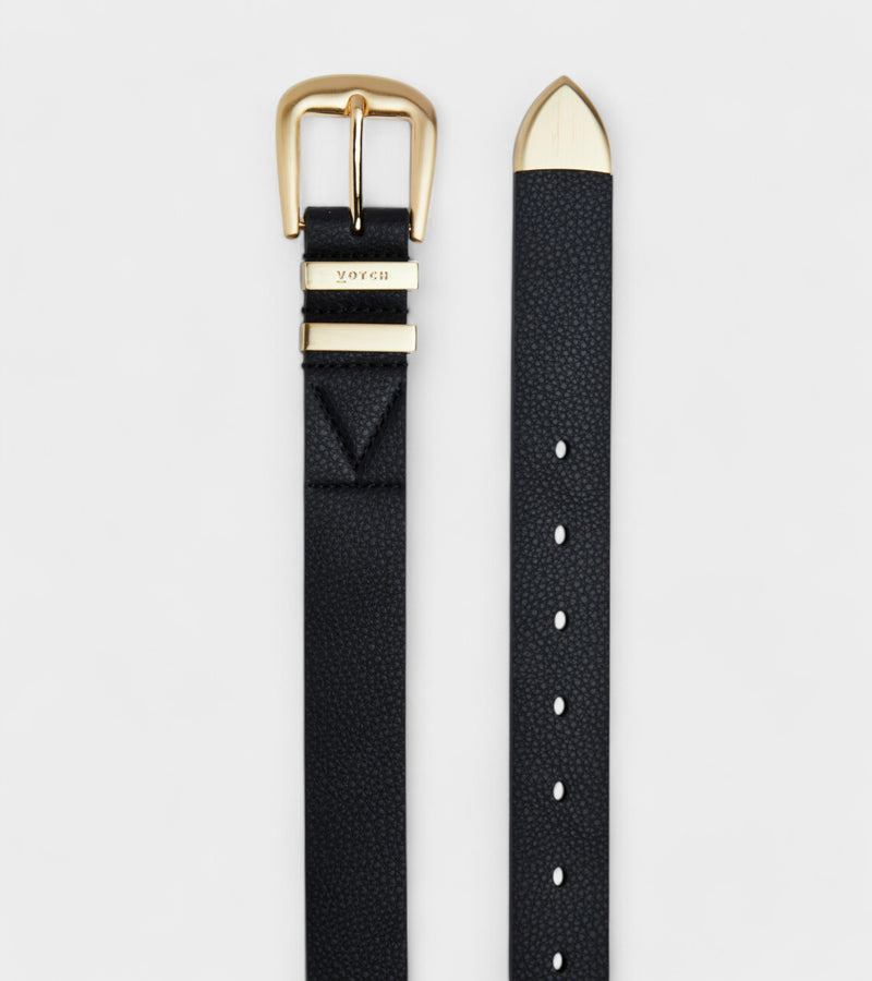 Daisy Vegan Bio-Based Bamboo Western belt in black