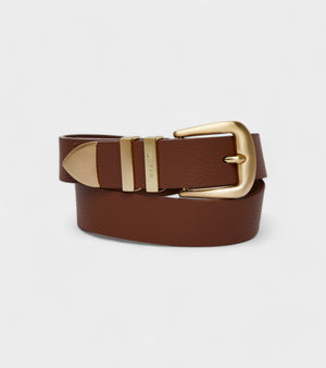 Daisy Vegan Bio-Based Bamboo Western belt in brown