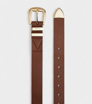 Daisy Vegan Bio-Based Bamboo Western belt in brown