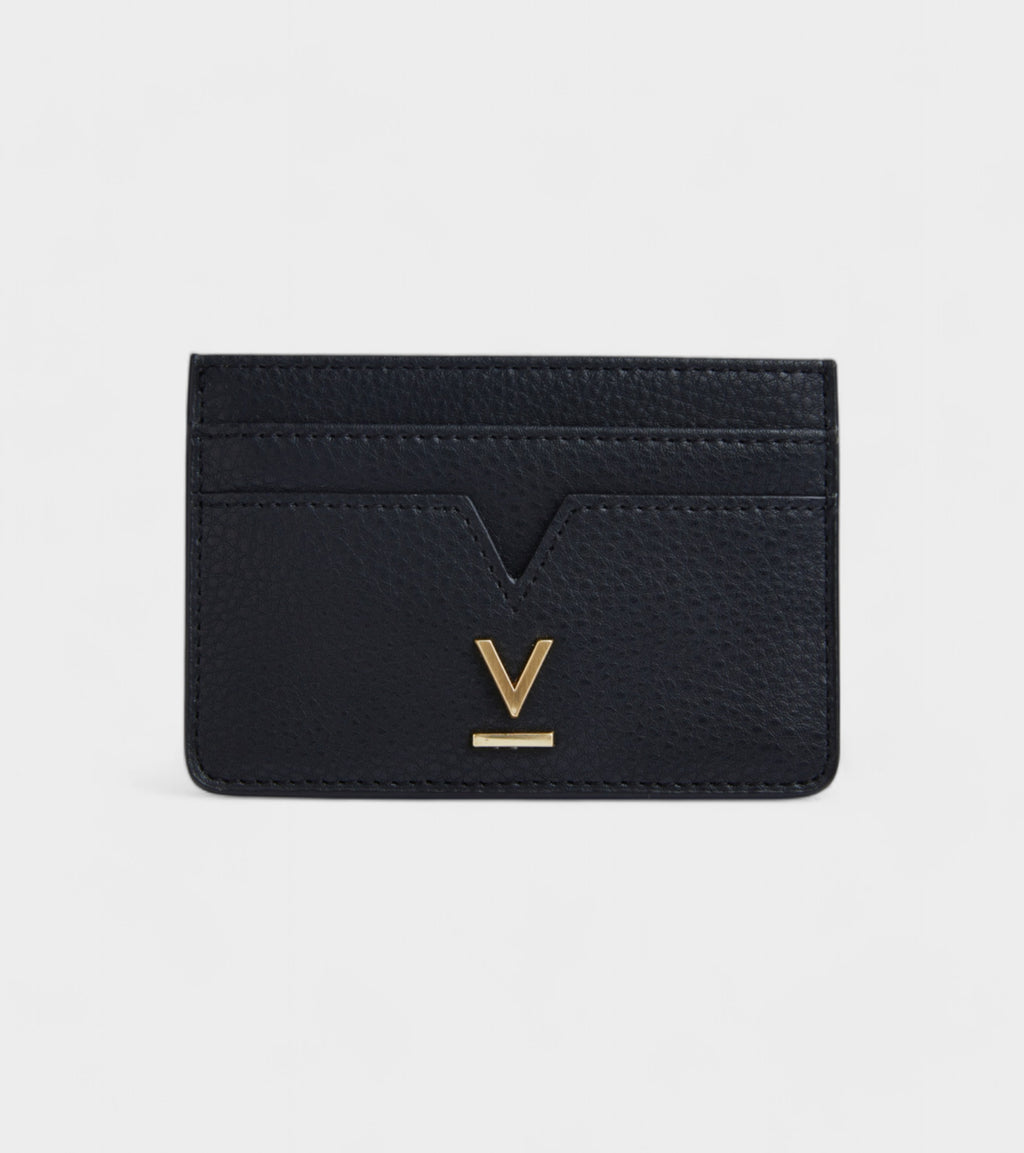 Elia Vegan Bio-Based Bamboo leather card holder in black