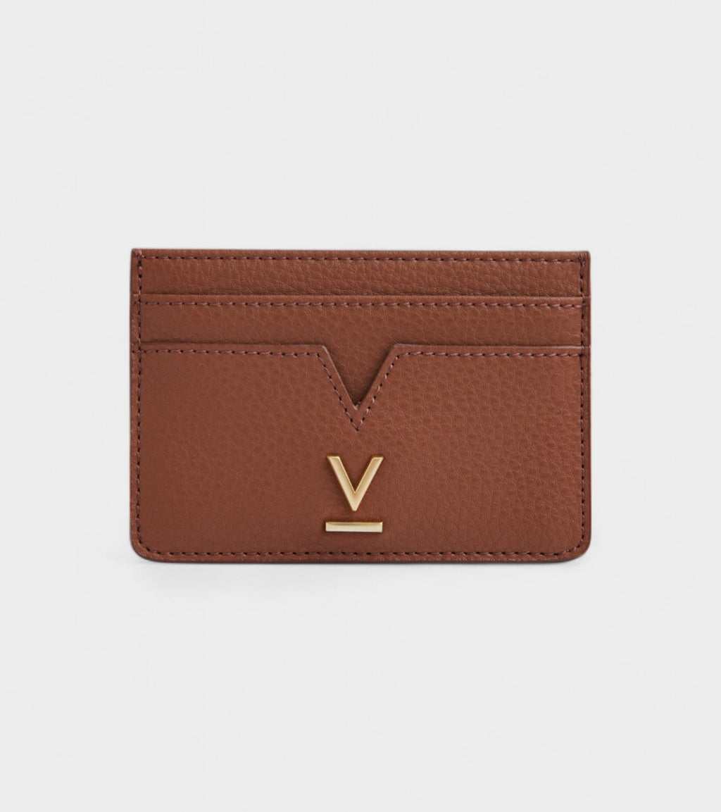 Elia Vegan Bio-Based Bamboo leather card holder in brown