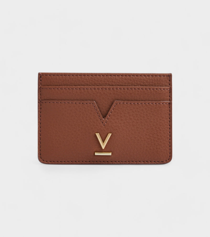 Elia Vegan Bio-Based Bamboo leather card holder in brown