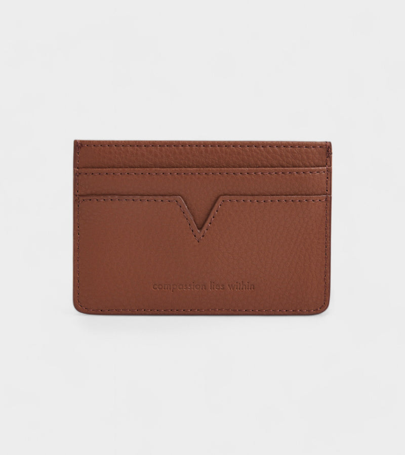 Elia Vegan Bio-Based Bamboo leather card holder in brown