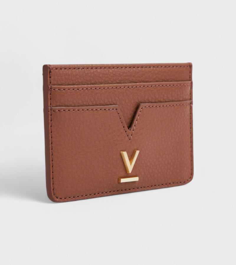 Elia Vegan Bio-Based Bamboo leather card holder in brown