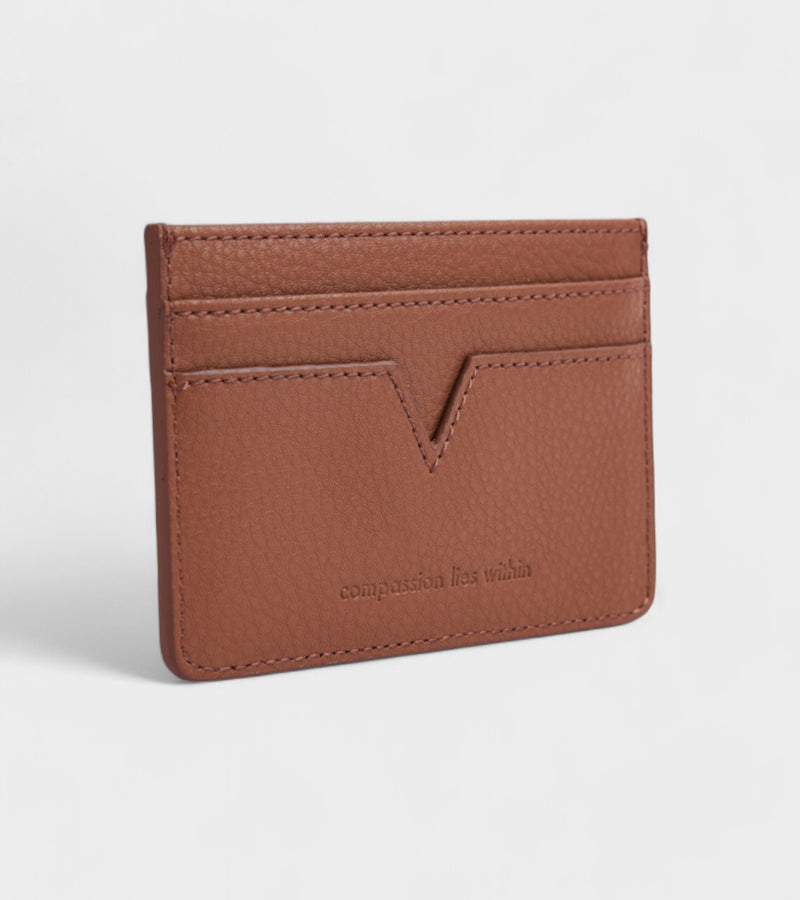 Elia Vegan Bio-Based Bamboo leather card holder in brown