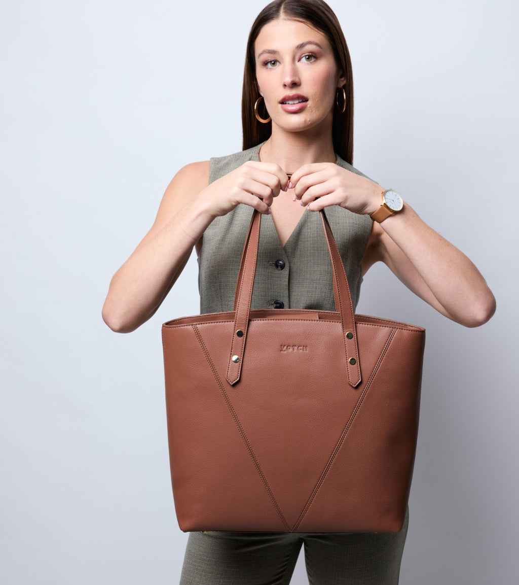 Honor Vegan Bio-Based Bamboo Leather Tote Bag in brown