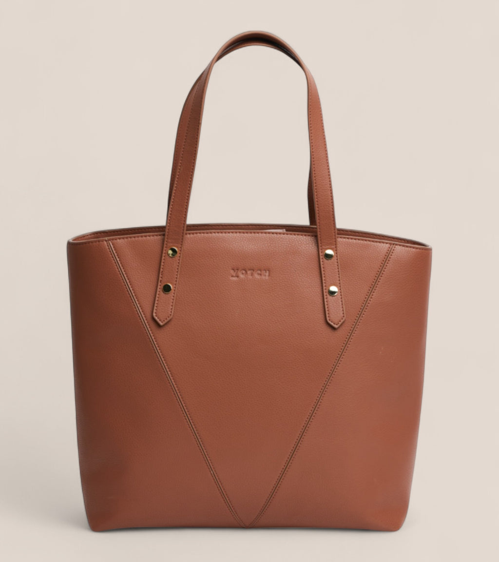 Honor Vegan Bio-Based Bamboo Leather Tote Bag in brown
