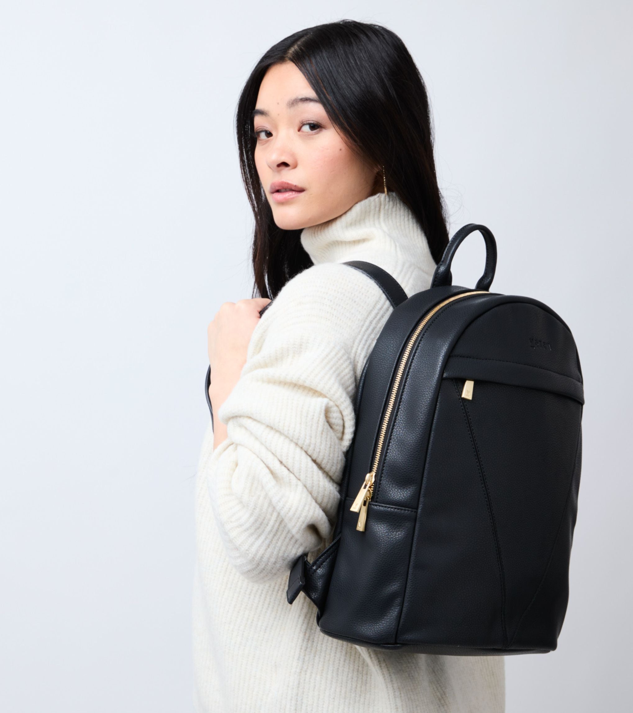 Laurie Vegan Bio-Based Bamboo Leather Backpack in Black