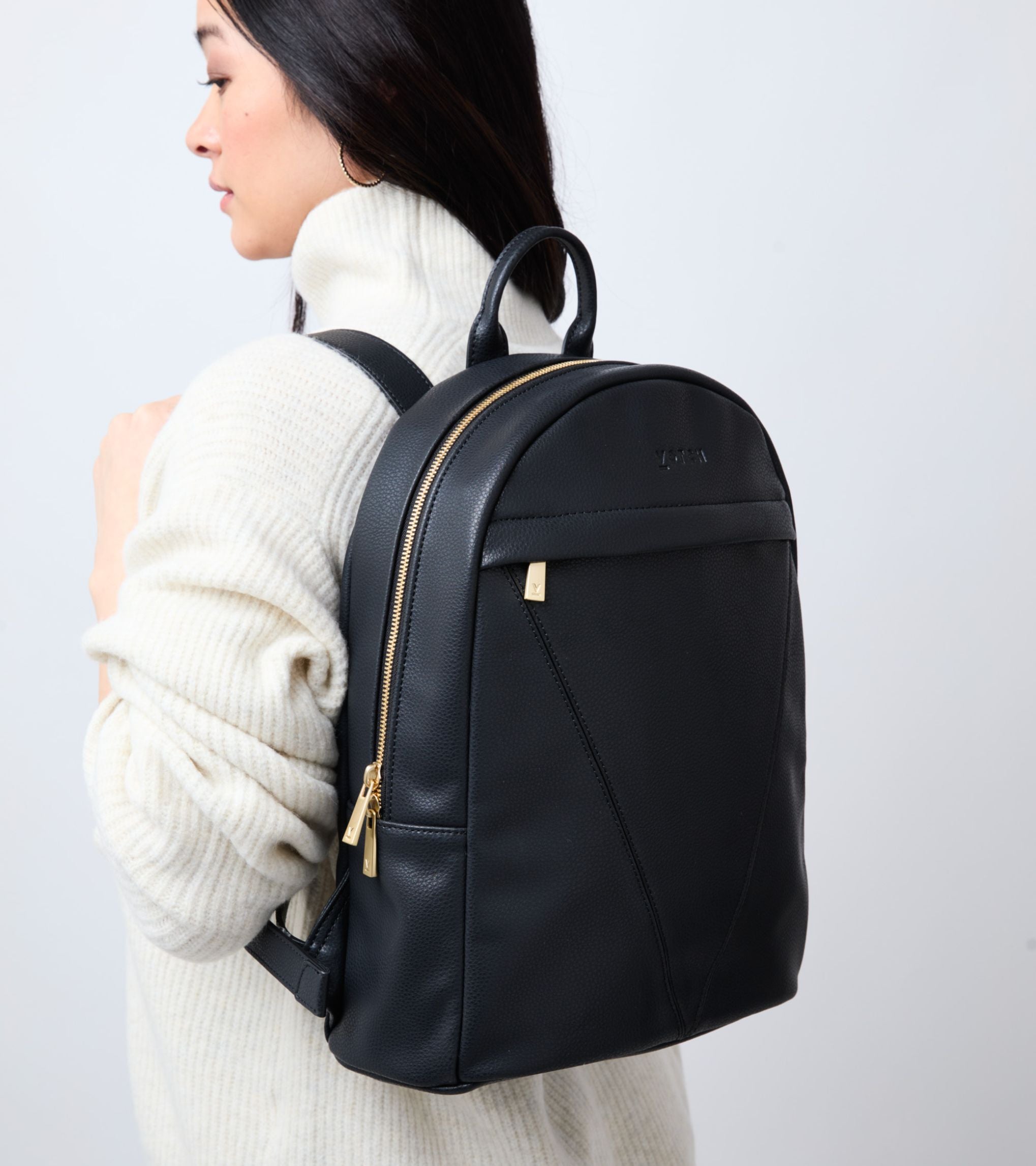 Laurie Vegan Bio-Based Bamboo Leather Backpack in Black