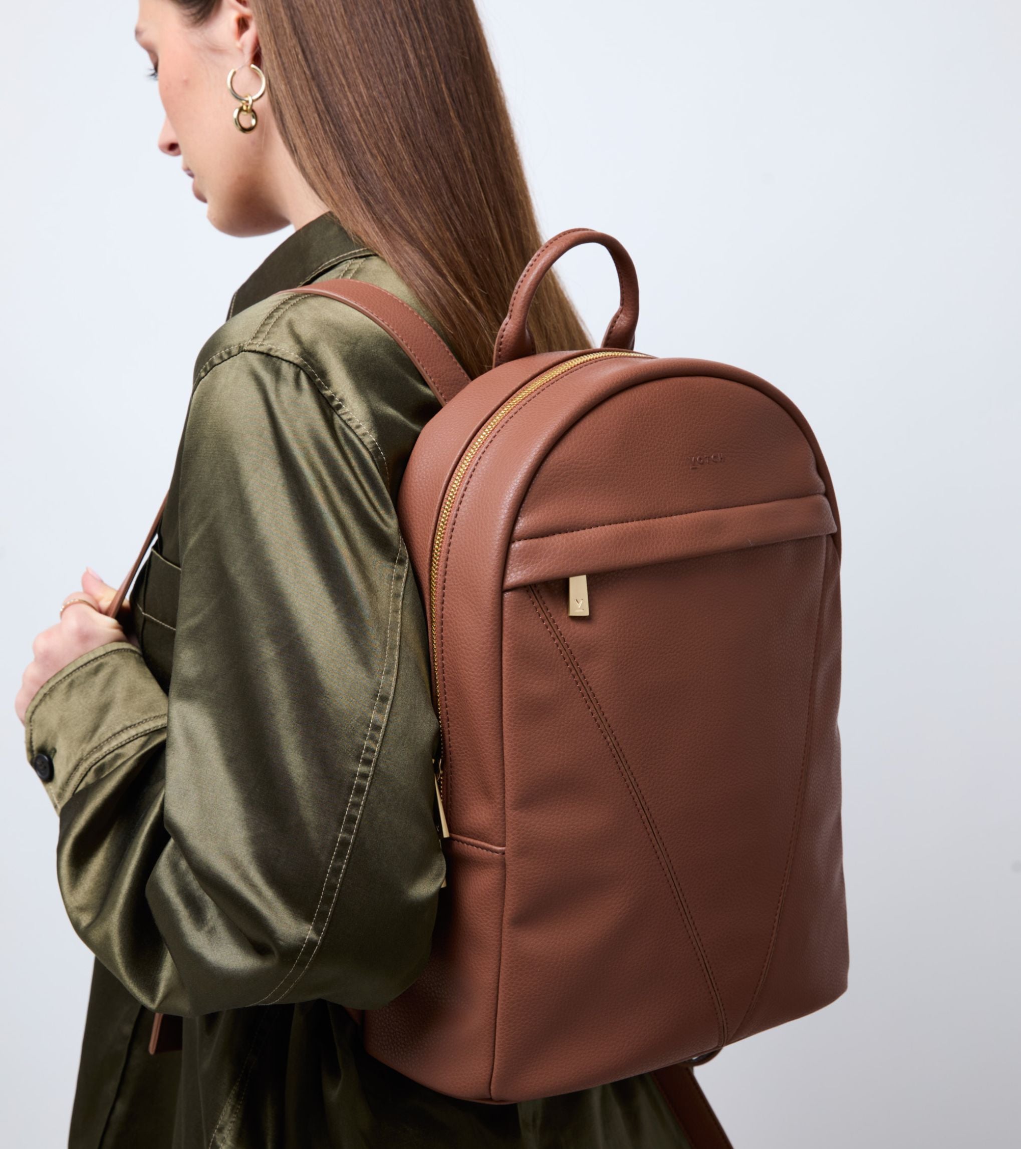 Laurie Vegan Bio-Based Bamboo Leather Backpack in Brown