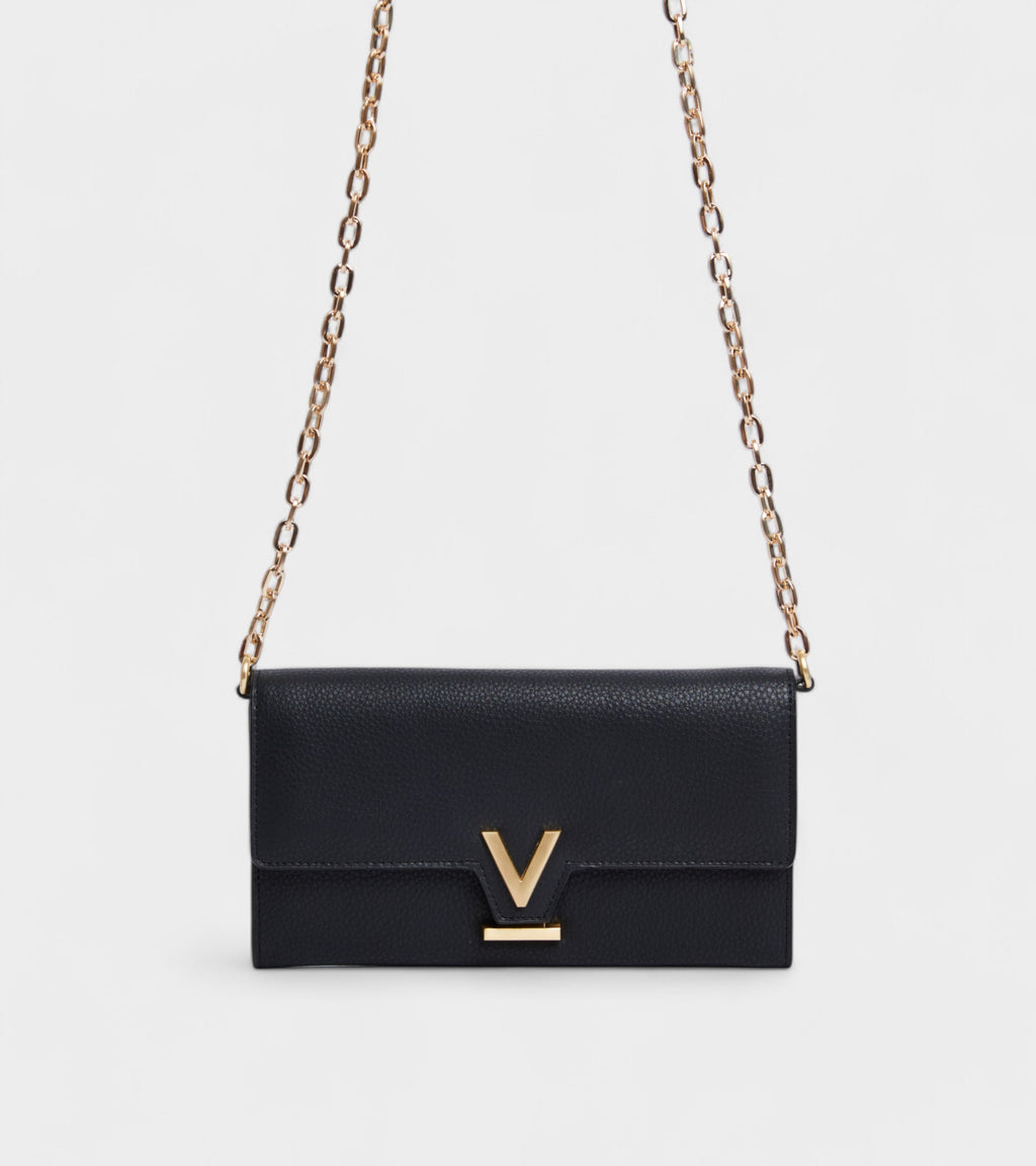 Luella Vegan Bio-Based Bamboo Leather Chain Purse in Black