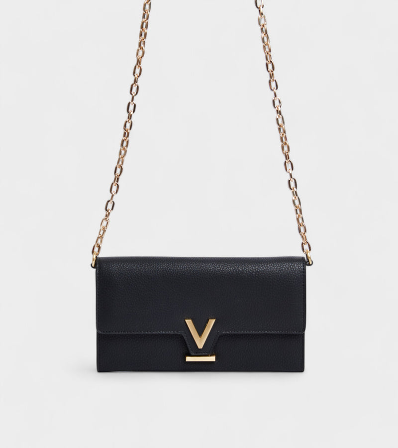 Luella Vegan Bio-Based Bamboo Leather Chain Purse in Black