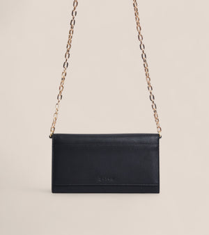 Luella Vegan Bio-Based Bamboo Leather Chain Purse in Black