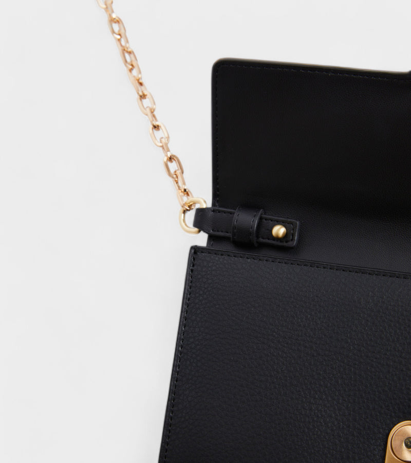 Luella Vegan Bio-Based Bamboo Leather Chain Purse in Black