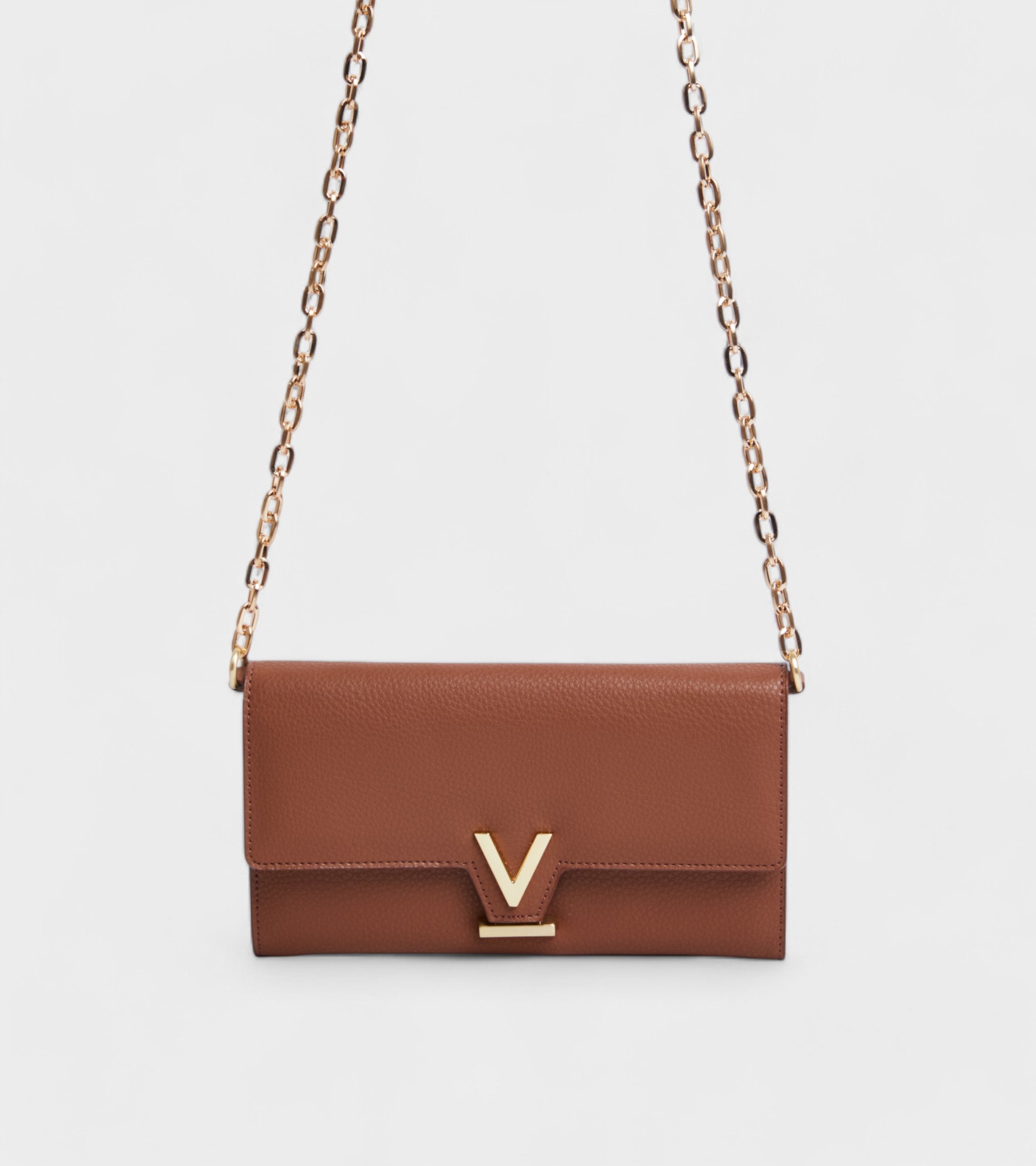 Luella Vegan Bio-Based Bamboo Leather Chain Purse in Brown