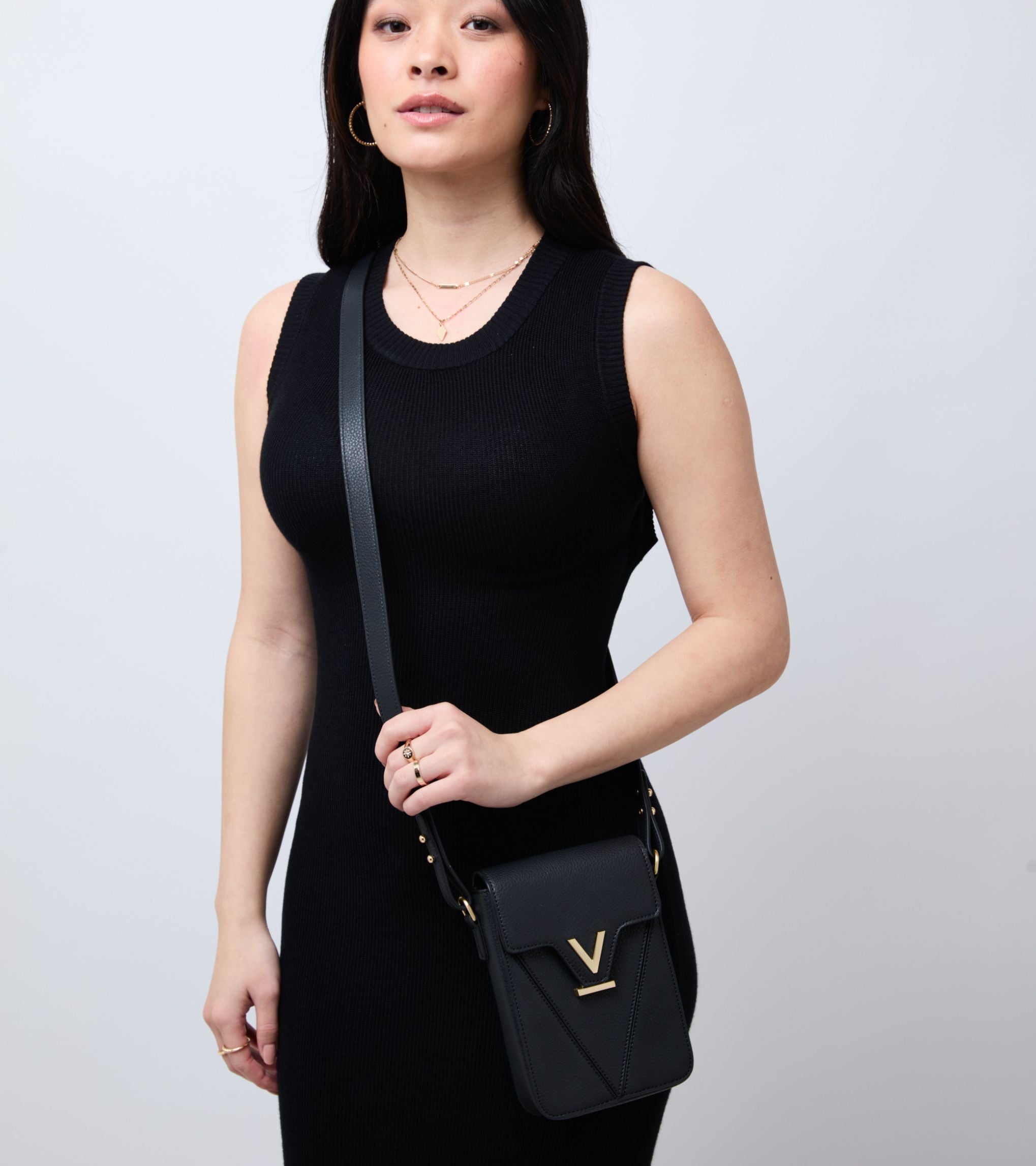 Luna Compact Vegan Bio-Based Bamboo Phone Bag in Black