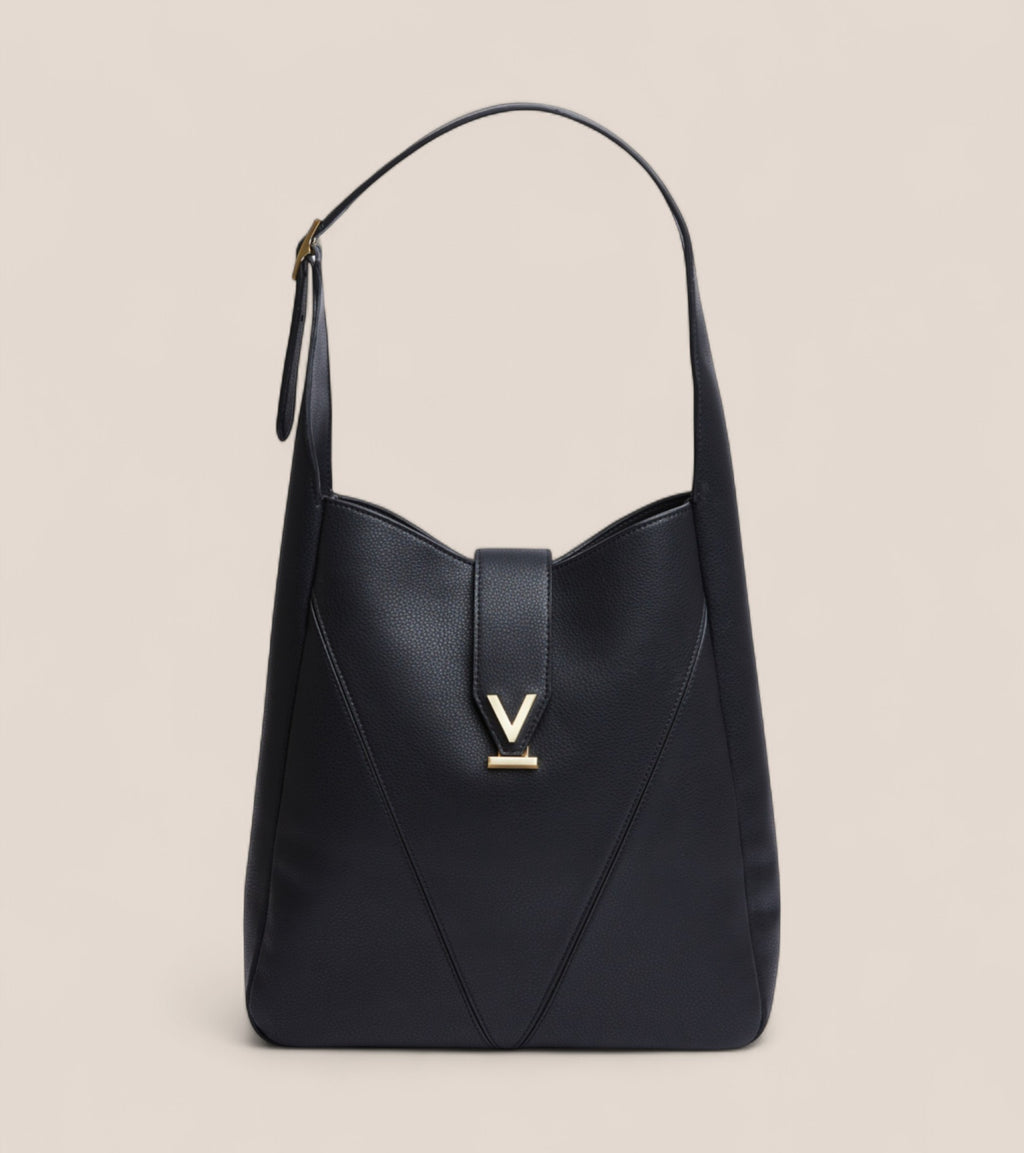 Nancy Vegan Bio-Based Bamboo Leather Elevated Tote Bag in black