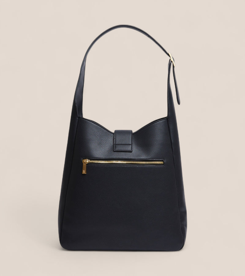 Nancy Vegan Bio-Based Bamboo Leather Elevated Tote Bag in black