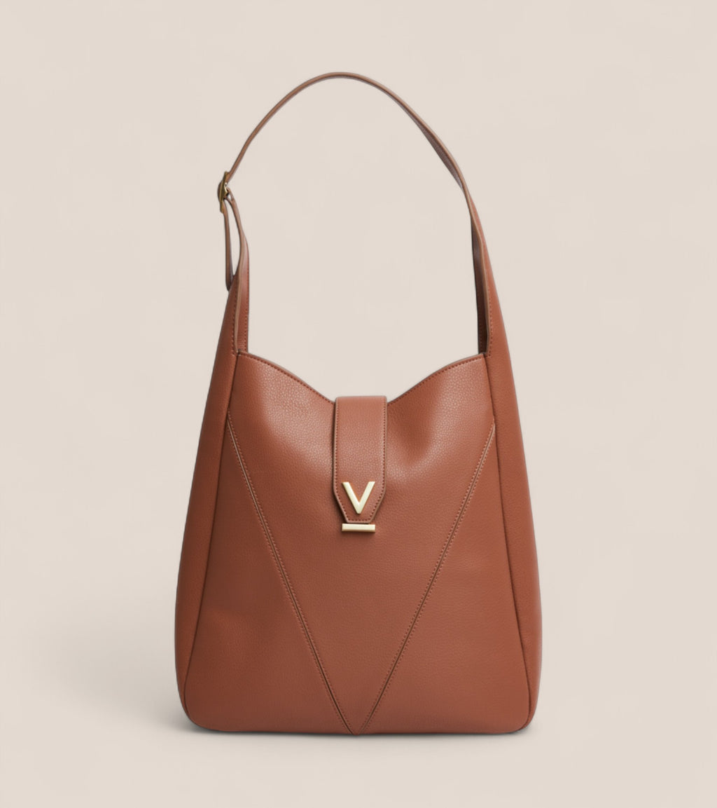 Nancy Vegan Bio-Based Bamboo Leather Elevated Tote Bag in brown