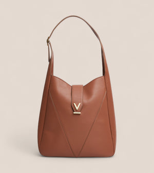 Nancy Vegan Bio-Based Bamboo Leather Elevated Tote Bag in brown