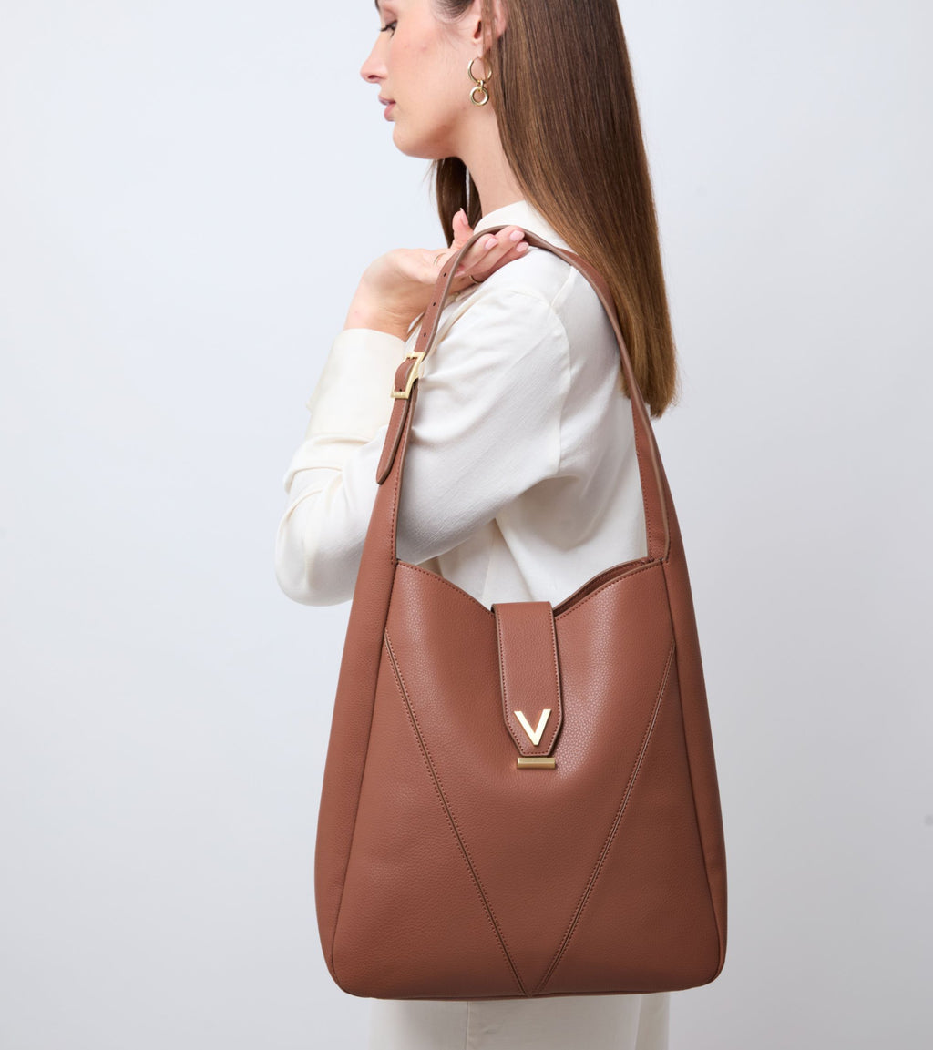 Nancy Vegan Bio-Based Bamboo Leather Elevated Tote Bag in brown