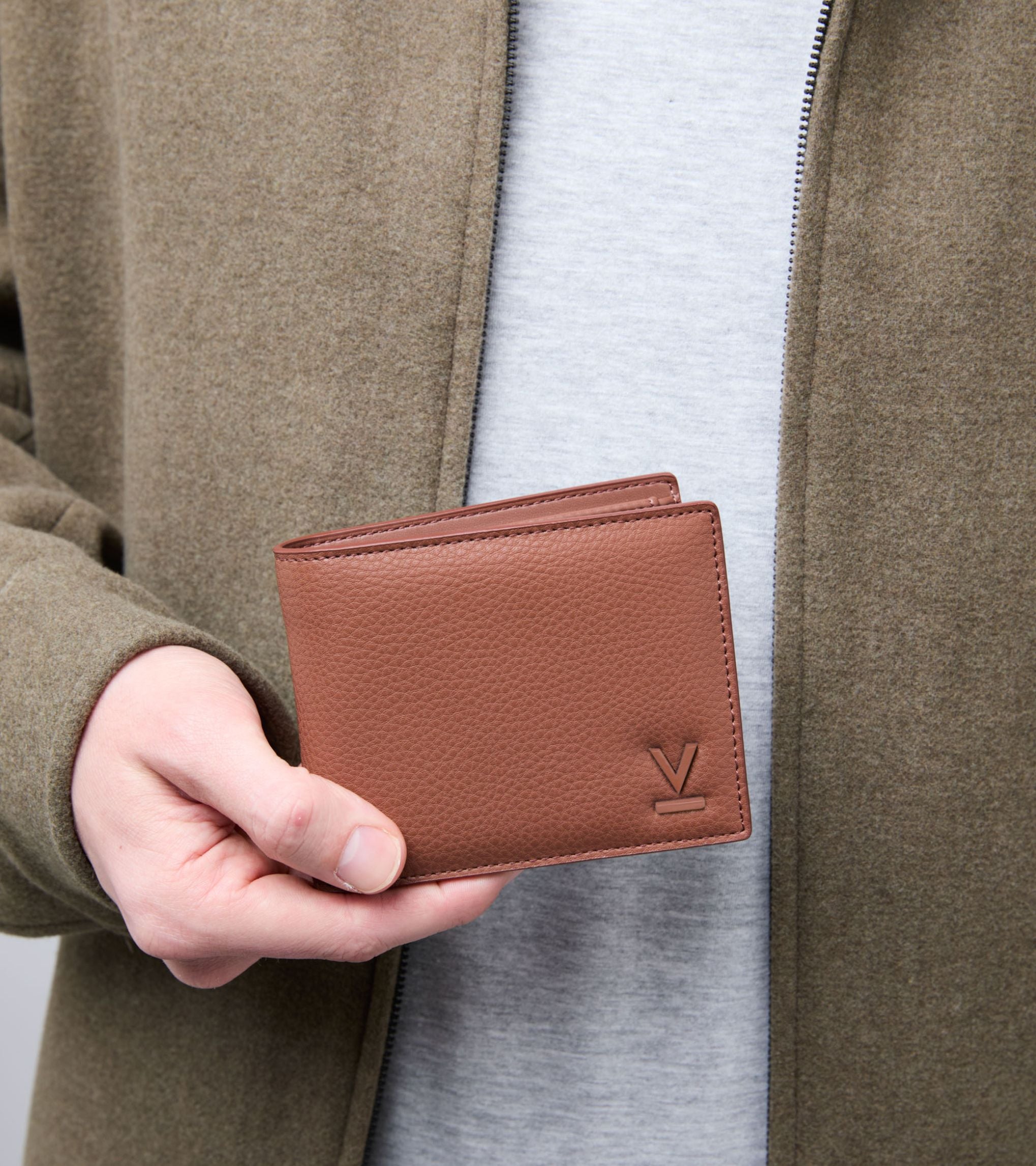 Reuben Vegan Bio-Based Bamboo Coin Wallet in Brown