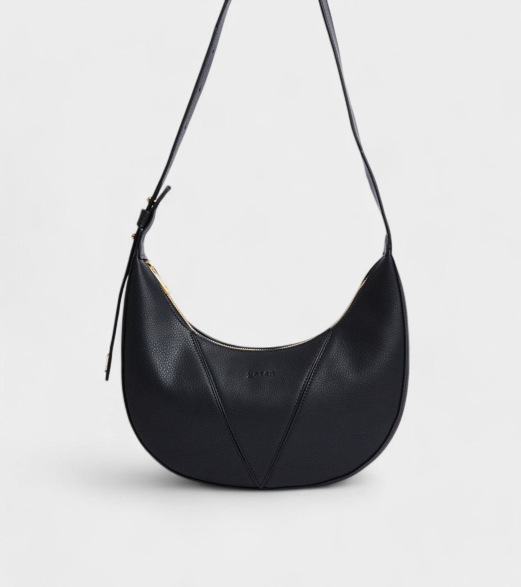 River Vegan Bio-Based Bamboo Leather Hobo Bag in Black