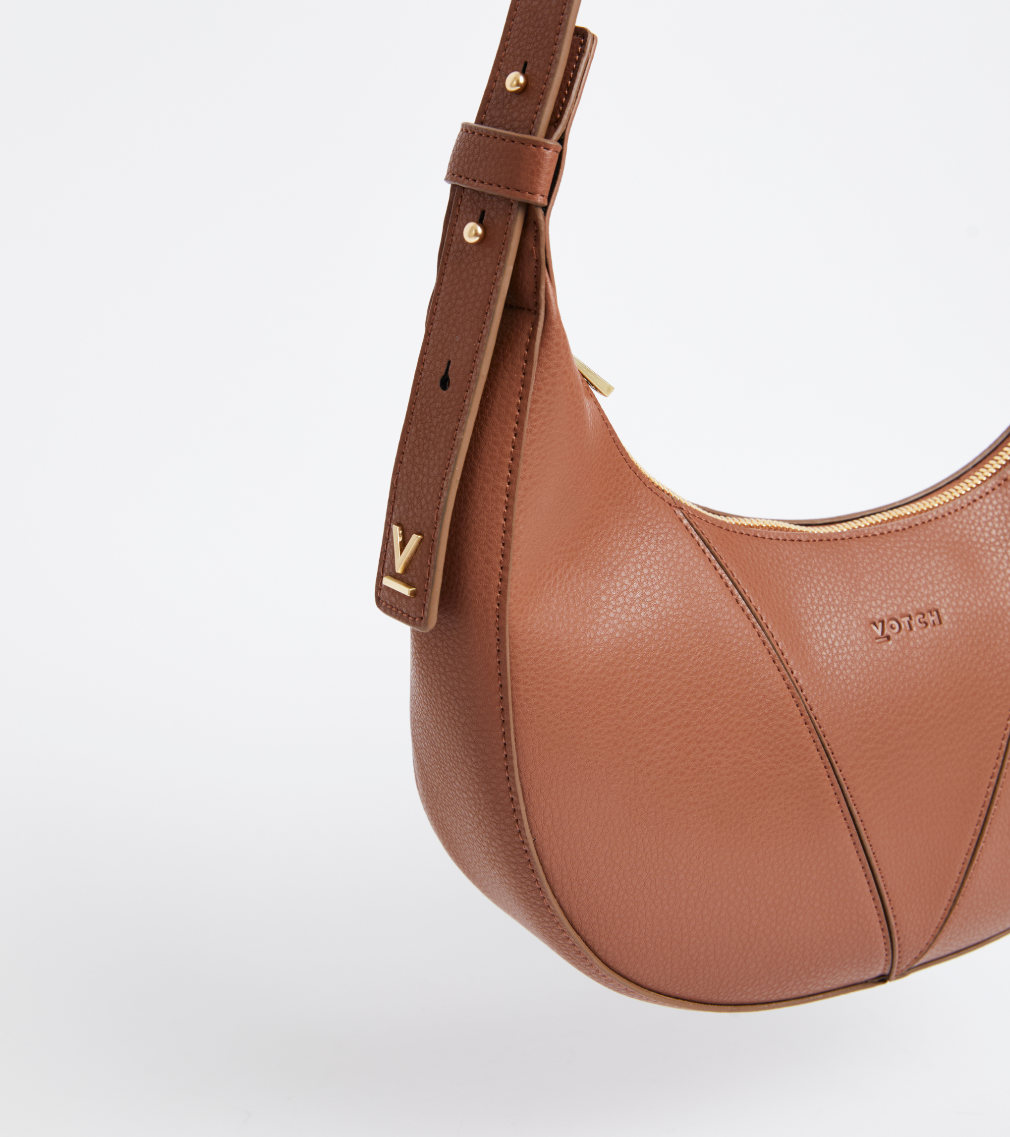 River Vegan Bio-Based Bamboo Leather Hobo Bag in Brown