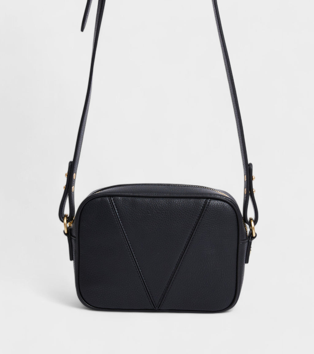 Silvie Vegan Bio-Based Bamboo Dual-Look Bamboo Crossbody Bag in Black