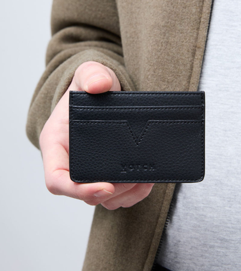 Sol Vegan Bio-Based Bamboo leather card holder in black